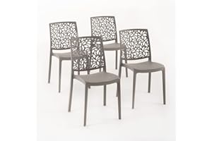 RATTATAN Anna - Chaises en résine renforcée de Fibre de Verre, empilables, Usage intérieur et extérieur