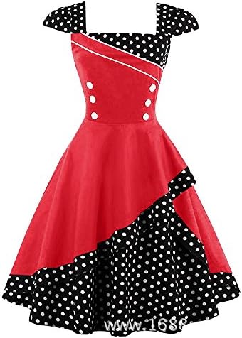 LR VINTAGE Louis Rouse Women Polka Dotted Mosaic Sleeveless Big Swing Vintage Dress