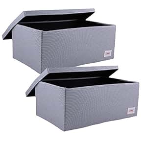 Minene Aufbewahrungsbox Set mit Deckel (groß, blau/weiß Streifen