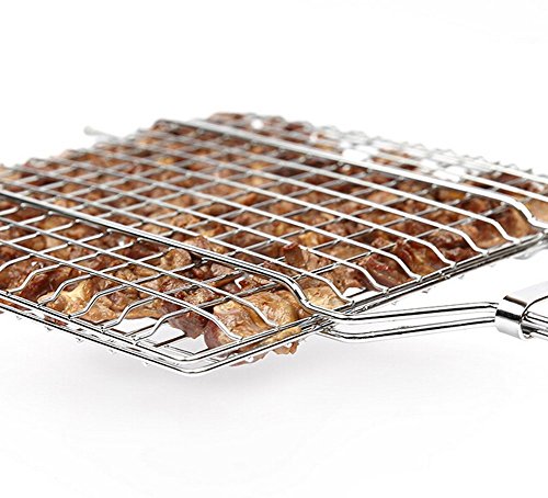 Forest Master Premium BBQ Grill-Korb aus Edelstahl mit 2 Jahren Zufriedenheitsgarantie – Grill-Wok / Grill-Pfanne / Grill-Rost / Gemüse-Schale / Gemüse-Korb / Kartoffelkorb W32*L21.5+28.5cm – Quadrat - 4