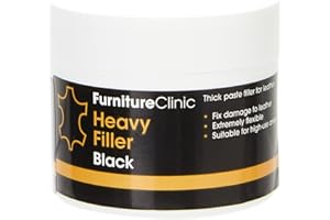 Furniture Clinic Pâte Réparatrice Cuir: Pour Enduire les Trous, Accrocs, Rayures et Craquelures Noir 50ml