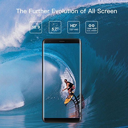 Ulefone MIX2 5,7 Pollici HD+ 18:9 4G Smartphone, Android 7.0 MTK6737H Quad Core 1.3GHz, 2GB RAM 16GB ROM, Dual Fotocamera Posteriore, Fingerprint ID, Dual SIM, 3380mAh Batteria, Nero