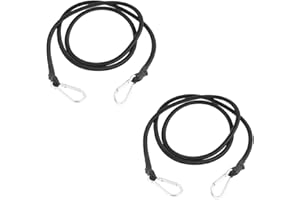 DARENYI 60cm Bungee Cord with Carabiner Clip Heavy Duty Elastic Rope Cord with Hooks Bungee Straps Luggage Tie Downs Black Bungee Rope for Motorcycle Car Trunks Bicycle Securing(2pcs)