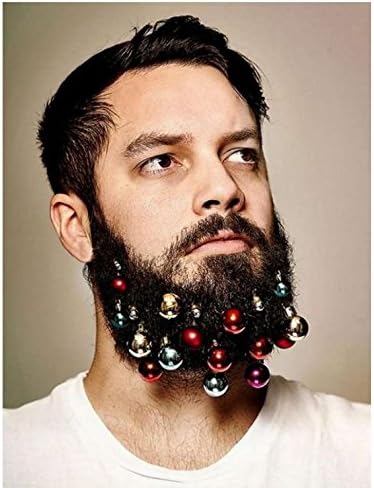 Beard Ornaments，Christamas Beard Bells，12PC Colorful Chrismas Facial Ornaments for man，Gold Silver Green Red By Woods World
