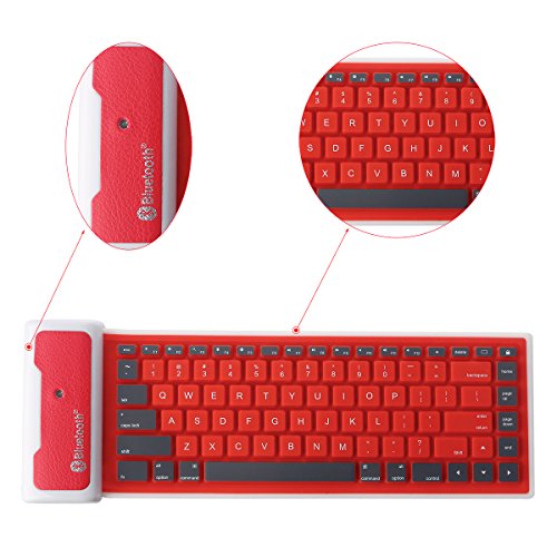dizauL®Tastatur Flexibel Wasserfest Universal Tastatur für Apple/Samsung (Rot ) - 3