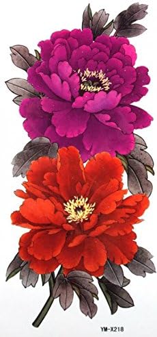 GRASHINE Waterproof fake and realistic temporary tattoos peony wealth and good fortune woman