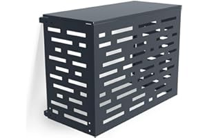 Casanoov Cache Climatisseur Exterieur Amaro Arlberg Taille S - 90 x 68 x 60 cm – Acier Gris Anthracite Motif Lignes – Protection Solide Élégante Design Unité Extérieure Pompe À Chaleur Durable