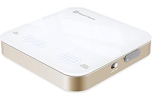 Bilancia Caffè Mini Ricaricabile con Timer, Maestri House per Espresso, Precisione 2kg/0,1g, Digitale Portatile con Timer Automatico - Bianco & Oro