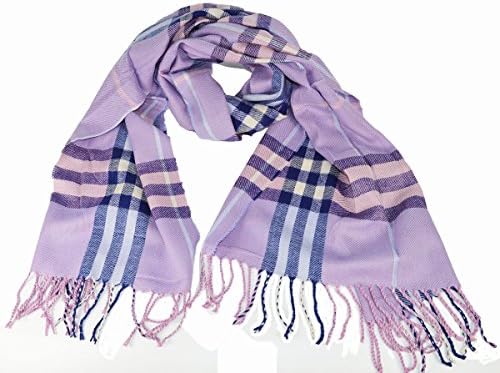 Large Soft designer check style winter Plaid scarf Lilac
