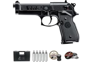 ECOMMUR Pistola de balines Beretta M92 FS Negra CO2 | Arma de Aire comprimido semiautomática para perdigones Calibre 4,5mm