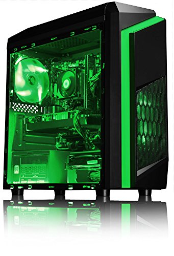 VIBOX Killstreak GS870-168 Komplett-PC Paket Gaming PC – 4,2GHz AMD 8-Core Prozessor, GTX 1070, leistungsfähig, Desktop Gamer Computer mit Spielgutschein, 3x Dreifach 22″ Monitor, Gamer Tastatur & Mouse, Windows 10, Grün Innenbeleuchtung, lebenslange Garantie* (3,3GHz (4,2GHz Turbo) Superschneller AMD FX 8300 Octa-Core Prozessor CPU, Nvidia GeForce GTX 1070 8GB Grafikkarte, 16GB DDR3 1600MHz RAM, 120GB SSD, 2TB Festplatte, 600W 85+ Netzteil, F3 Grün Gehäuse, AM3+ Mainboard) - 3