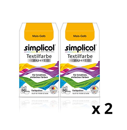 Simplicol Textilfarbe expert Für kreatives, einfaches Färben - 1749 - "Mais-Gelb" - Neu! - 2er-Pack