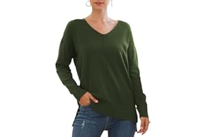 PCEAIIH Women's Jumpers Casual Lightweight V Neck Oversized Knitted Top Loose Pullover Sweater Tops for Winter