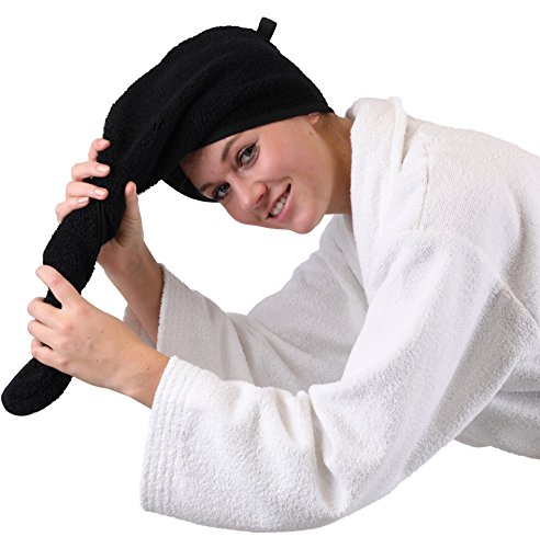 Betz Turban Handtücher Haarturban Kopftuch 100% Baumwolle Frottier Farbe: schwarz - 3