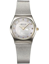 Bering Classic - Reloj analógico de mujer de cuarzo con correa de acero inoxidable plateada - sumergible a 50 metros
