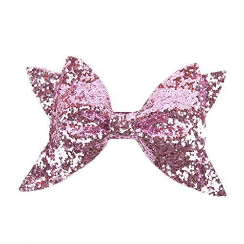 Beauty Hair Pins,Kingko® Colourful Sequins Bow Hairpins Hair Clips for Children Kids Girls Hair Accessories (Pink)