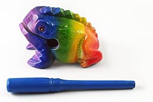 KIDYPOOL Frog guiro 4 pollici blocco di legno strumento musicale Percussione Strumento musicale Dimensioni perfette Legno Naturale Rana Güiro (Rainbow)