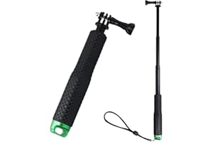 FANGEHONG Wasserdicht Ausziehbarer Selfie Stick, Stange Handgriff Einbeinstativ, 19–49cm Teleskopstange Aluminium für Hero 7/6/5/4/3/2/1 Action Kamera (Grün, 19cm)