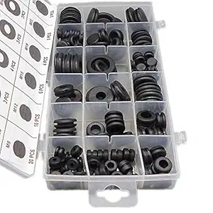 DIY Crafts Accessories 125pc/Boxs Black Ring Rubber Grommet & Firewall Hole Plug Assortment Electrical Wire Sealing Gasket Kit For Car Truck Boat Other (Accessories) (Pack Of 1 Kit 125x1, Black)