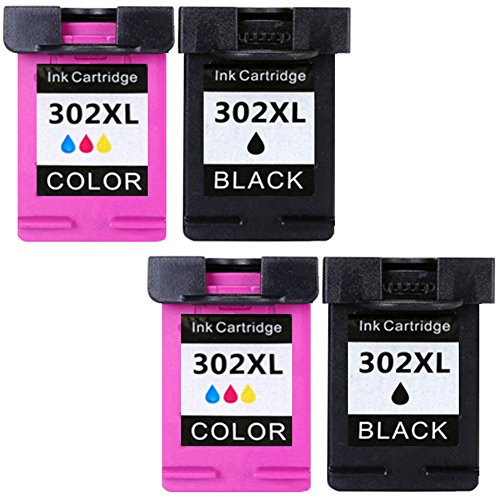 Jalee 4 Packung Druckerpatronen Ersatz für HP 302 XL 302XL (2x Schwarz, 2x Farbe) Tintenpatronen komptibel zu HP DeskJet 1110 1115 2130 2132 2133 2134 2135 3630 3632 3633 3634 3636 3637 3638, HP OfficeJet 3830 3831 3832 3833 3834 3835 4650 4651 4652 4654 4655 4657 4658, HP Envy 4520 4521 4522 4523 4524 4525 4527 4528 e All-in-One