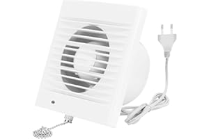 HUGOOME Ventilateur d'extraction 150 mm 18W 320m³/h avec Clapet anti-retour et Interrupteur à chaîne, Ventilateur de Fenêtre et Mural Pour Cuisine Salle de Bain Serre Garage -6 pouces