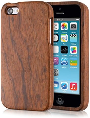 Minifamily® Handmade natural real bamboo wood wooden hard case cover for Apple iPhone 5c in Brown Come With Free Unique Ring and Rubber Wrist Band