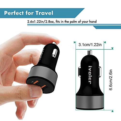 iVoler Quick Charge 3 0 Chargeur de Voiture 36W 2 Ports USB Chargeur Allume Cigare  2 QC 3 0 Port  avec 2 en 1 C  ble Micro USB   Type C  1m  pour Sam