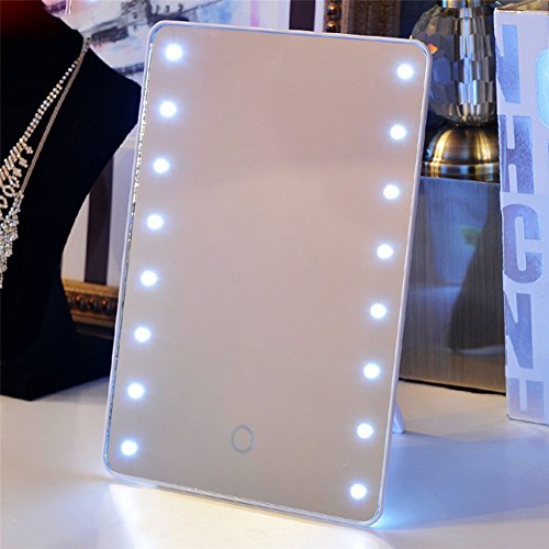 eBasic Beauty Make-up-Spiegel mit 16 LED Beleuchtung Dimmbar durch Touch-Schalter Ultra-High Definition Falterbar Standspiegel Profi Kosmetikspiegel Schminkspiegel Tischspiegel Batteriebetrieben - 6