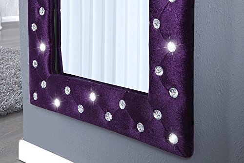Großer Wandspiegel BOUTIQUE 170×60 lila Samt mit Strassknöpfen - 9