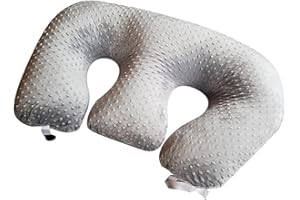 Gehanico Cuscino multifunzionale per allattamento gemelli, cuscino per allattamento al seno, per donne incinte, lavabile in lavatrice, tessuto di cotone, cuscino di supporto doppio (grigio)