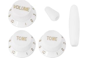eMagTech Juego de Perillas Blancas con Kit de Puntas de Interruptor Juego de 2 Tonos Y 1 Volumen Compatible con Fender Compatible con Guitarras Stratocaster Guitarra Eléctrica Estilo ST