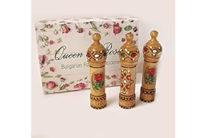 BULGARIAN ROSE KARLOVO Bulgarisches Rosenöl-Parfümaroma, 3 Holz-Ampullen mit je 2,1 ml, Souvenir, Geschenk