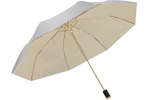 Meichoon UPF 50+ UV-skydd resor omvänt paraply reflekterande silver dubbelskiktsskydd 8 ribbor förstärkta vindtäta solblockerande vikbar, kompakt för vandring, backpacking