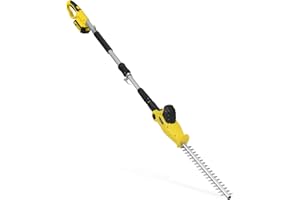 Cordless Pole Hedge Trimmer, PHIWOS 2.0Ah Battery and Charger Include – Electric Hedge Cutter with Telescopic Extendable Reach – Dual Action Blades, 90º Adjustable Trimmer (1Battery)