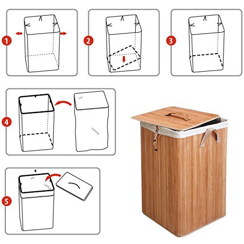 Tatkraft 4742943011267 Wäschekorb, Bambus, braun, 35 x 35 x 50 cm - 5