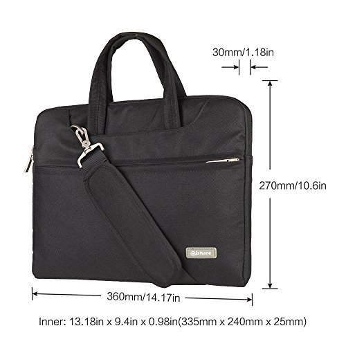 Qishare 15.6-16 Zoll Multifunktionales bewegliches dünnes helles Laptop-Schulter-Beutel-Aktenkoffer-Notizbuch-Computer-Taschen-Kasten Ultrabook Netbook tragender Fall-Tablette / Laptop / Chromebook / Macbook / Messenger-Kasten mit Handgriff und tragendem Bügel für Acer / Asus / Dell / Fujitsu / Lenovo / HP / Samsung / Sony / Toshiba Computer (Schwarz) - 3