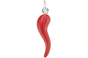 PIROIT Remo Gammella Pendente Cornetto Portafortuna in Argento 925 Ciondolo Uomo Donna smaltato variante di misura (XL, Rosso)