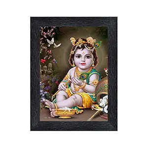 PnF Bal Krishna (Baby) Religious Wood Photo Frames with Acrylic Sheet (Glass) for Worship/Pooja(photoframe,Multicolour,8x6inch)-20022-