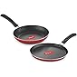 Pigeon Aluminium Nonstick Duo Pack Flat Tawa 250 and Fry Pan 200 Gift Set (Red)