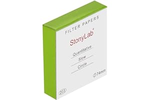 stonylab Quantitative Filter Paper, 100 Pack Slow Flow Rate Cellulose Filter Paper Circles with 10 Micron Particle Retention, 74 mm Diameter