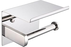 HomeHeng Porta Carta Igienica con Porta Cellulare - Cromo, Portarotolo Adesivo da Parete per Bagno