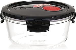 ‎LOCKNLOCK LOCK & LOCK Frischhaltedose aus Glas mikrowellengeeignet - Oven Glass - Für Backofen, Mikrowelle & zum Einfrieren - Mikrowellengeschirr rund mit Deckel, 650 ml