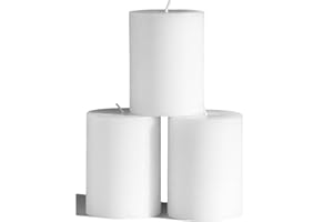 CANDWAX 7.6x10.2 cm Pillar Candles Set of 3 - Decorative Rustic Dinner Candles - Ideal for Weddings or Home Interior - White