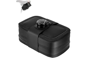 DiULi Bolsa Sillin Bicicleta, Bolsa Cerradura Giratoria para Sillín, 14.7*8.4*6cm Borsello Per Bici, Mini Bolsas de Asiento para MTB Bici Carretera Plegable,Desplazamientos y Ciclismo(Negro, Estilo A)