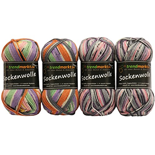 Wolle Set ✓ Pink Rosa, 4fädig, schadstoffgeprüfte Qualität ✓ Wollpakete, insg. 200g (Sockenwolle 2x pink und 2x hellgrün-rosa, je 50g), für 2 Paar Socken bis Gr.43 ✓ Material: 75% Schurwolle, 25% Polyamid ✓ OEKO-TEX Standard100 ( Ökotex ) ✓ Wolle für Socken 4fach ✓ Superwash ✓ hoher Tragekomfort ✓ hohe Strapazierfähigkeit ✓ filzfrei ✓ temperaturausgleichend ✓ feuchtigkeitsabsorbierend ✓ Ideal als Strumpfwolle oder Strickwolle Mix ✓Sparpaket günstig | trendmarkt24 602029 - 2