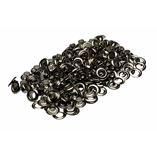 Großpackung Ösen & Scheiben 5 mm Inhalt 100 Stück (Auswahl) silber - gold - brüniert für Leder Planen Zelte Kleidung (silber) …