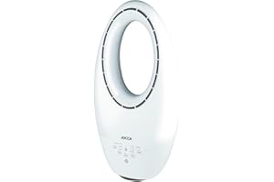 Jocca - Ventilador sin Aspas con Control Remoto | 3 Velocidades | Oscilación Automática | Luz LED con 4 Luces Intercambiables | Temporizador hasta 7.5h | Silencioso | Diseño Seguro y Moderno