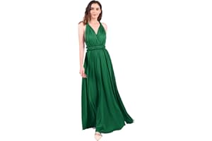 FYMNSI Damen Multiway Lange Abendkleid Hochzeit Brautjungfernkleid Bodenlang Partykleid Cocktailkleid Cabrio Wickelkleid V-Ausschnitt Festlich Kleid Rückenfrei Neckholder Maxikleid Sommer Strandkleid