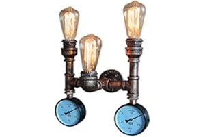 PETITES ECREVISSES Rétro Applique Murale en Tuyau d'Eau Industriel E27 avec 3 Socle de Lumière pour Hôtel Balcon Couloir Bar