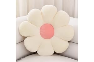 Sioloc ‌Blumenförmiges Kissen, Gänseblümchen-Kissen, Bodenkissen, Sitzkissen, Wohndekoration & Plüsch-Wurfkissen für Bett, Sofa, Sessel (weiß, 38cm)